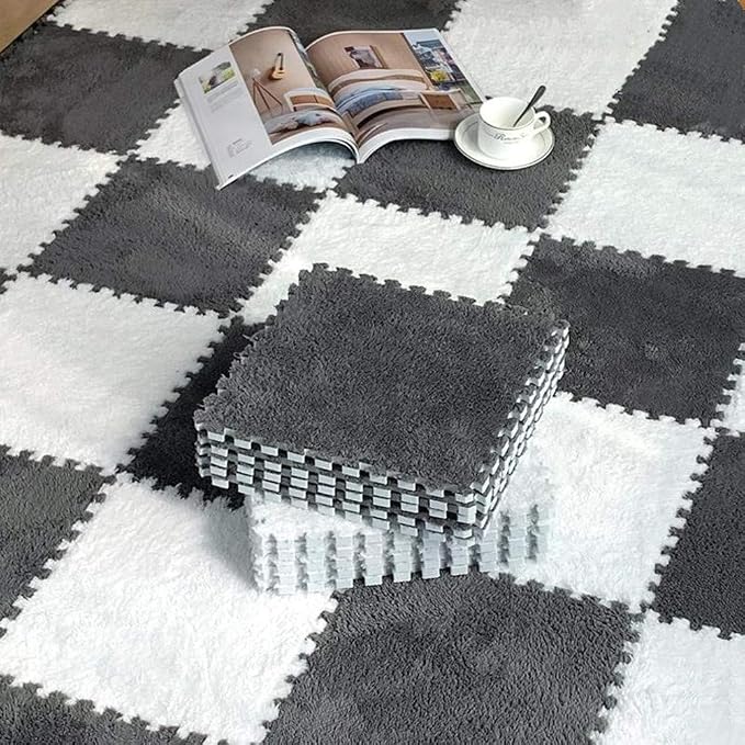 Smabee Interlocking Carpet Shaggy Soft EVA Foam Mats Fluffy Area Rugs - Image 4