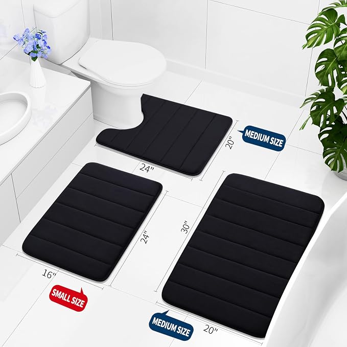 Buganda Memory Foam Bath Mat, Ultra Soft and Non-Slip Bathroom Rugs, Water - Image 2