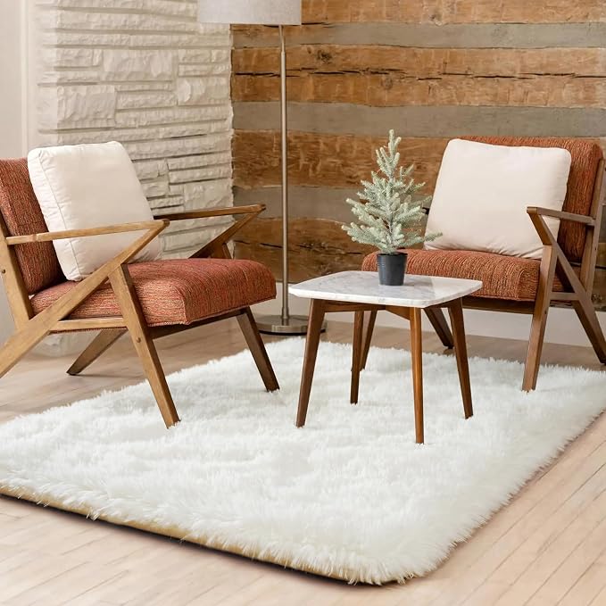 BENRON Cream White Fluffy Rug 2 x 3, Soft and Plush Throw Rugs - Image 5
