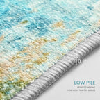 Entryway Rug 3x5 Teal Blue Bedroom Area Rug Washable Non Slip Abstract Boho Rugs - Image 8