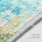 Ompaa Living Room Rug 5x7 Teal Blue Area Rug Machine Washable Boho Rug Non Slip - Image 8