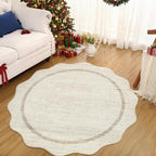 GarveeHome Scalloped Washable Round Rugs, Non-Slip Soft Round Rug 4 ft by GarveeHome