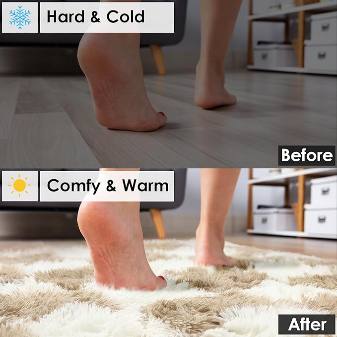 KICMOR Area Rugs 8x10 for Living Room, Large Fluffy Beige and Cream White - Image 5