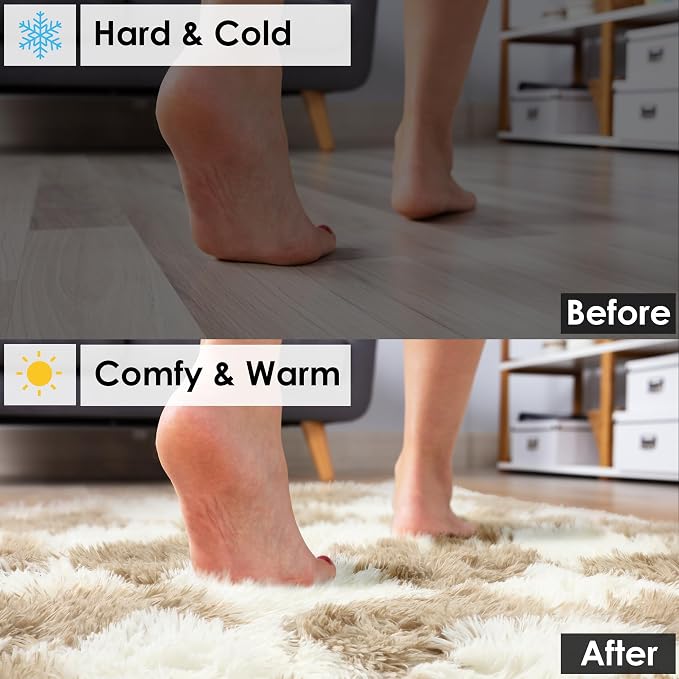 KICMOR 5x7 Beige and Cream White Area Rugs Fluffy Living Room Carpet, Large - Image 8