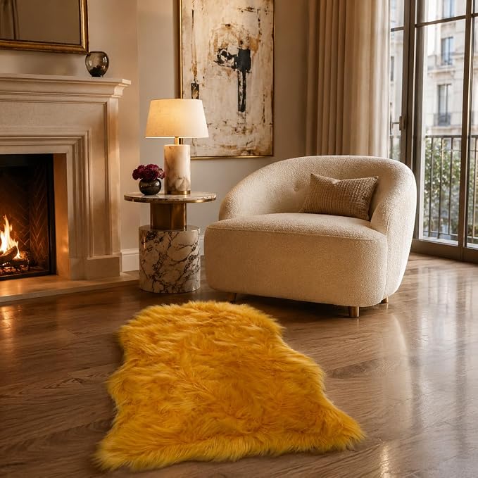 EasyJoy Faux Sheepskin Rug, Fluffy Faux Fur Rug, Ultra Soft Shag Area Rug - Image 2