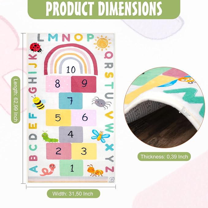 Hopscotch Rug for Kids, Hopscotch Play Mat, ABC Classroom Learning Mat - Image 3