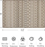 Outdoor Rug Carpet 9x12 ft, Flatweave Textured Outdoor Patio Rug Non Slip - Image 2