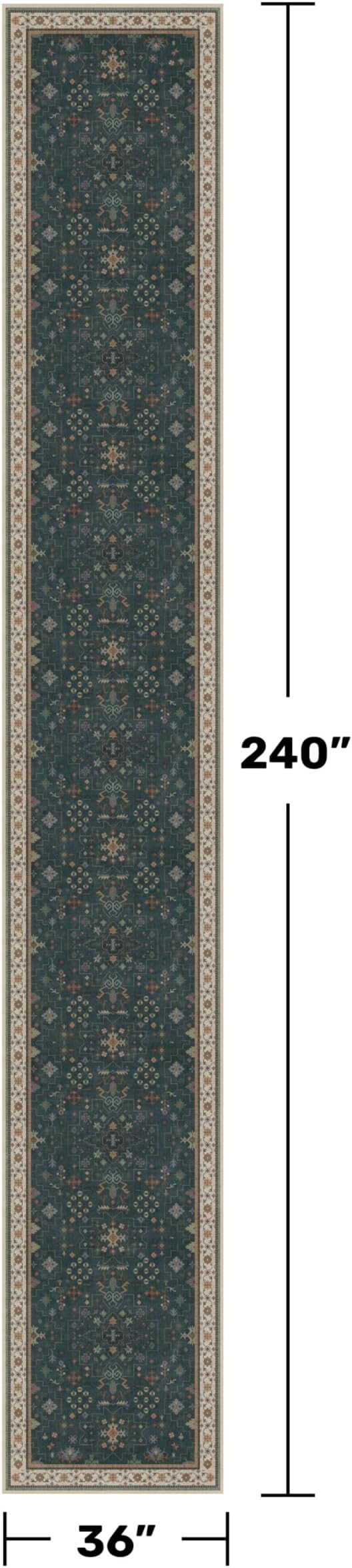 Hazo Haus Washable 3x20 Dark Green Hallway Runner Rug - Image 2