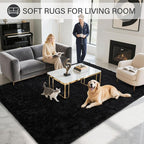 BENRON Fluffy Rugs for Living Room 6x9 Black, Washable Large Area Rugs for - Image 7