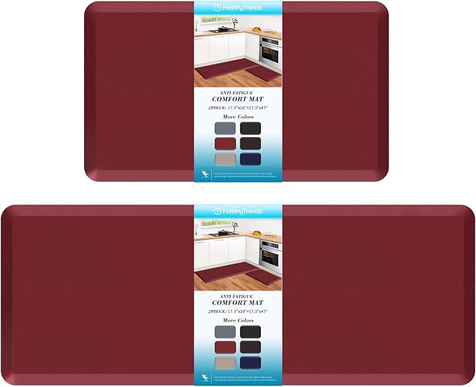HappyTrends 2 PCS Kitchen Mat Cushioned Anti-Fatigue Floor Mat, Heavy Duty by HappyTrends