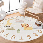 Poowe ABC Animals Kids Play Mat Baby Nursery Rug Round Educational Alphabet - Image 3