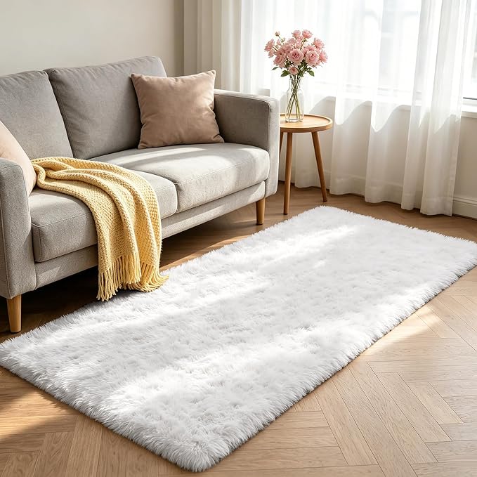 Shag Runner Rug for Bedroom Living Room 2x6 Upgrade Non-Slip Fluffy Soft - Image 2