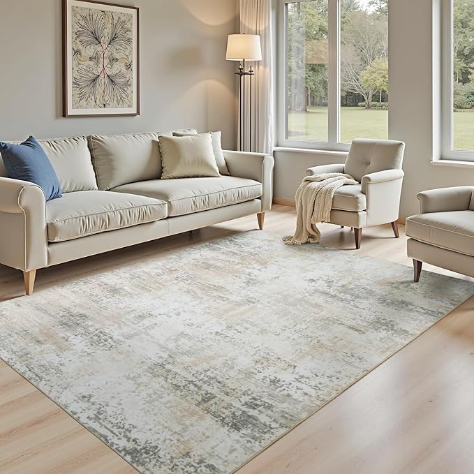 6x9 Abstract Rugs for Bedroom, Neutral Area Rug - Image 8