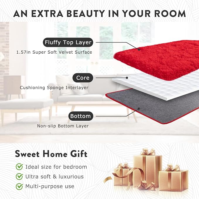 Large Shag Rugs 6 x 9, Soft Fuzzy Plush Carpet - Image 7