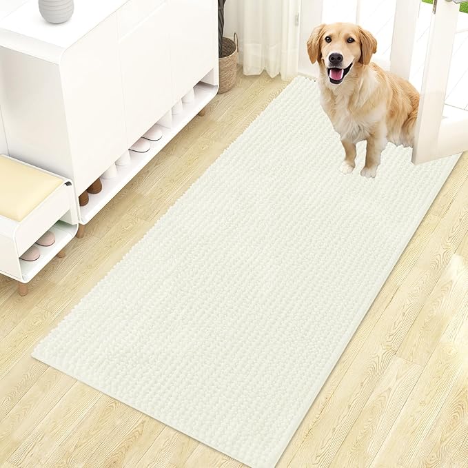 OLANLY Dog Door Mat for Muddy Paws 47x24, Ultra Absorbent Chenille Mud Doormat by OLANLY