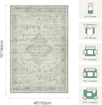Rugxara Washable Area Rug for Living Room, Vintage Boho Rugs for Office - Image 2