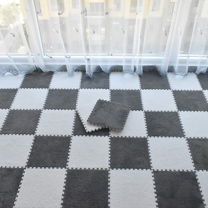 Smabee Interlocking Carpet Shaggy Soft EVA Foam Mats Fluffy Area Rugs - Image 5