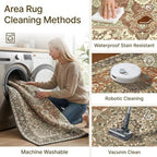 3x5 Area Rug for Living Room-Vintage Farmhouse Boho Floral Neutral Washable - Image 7
