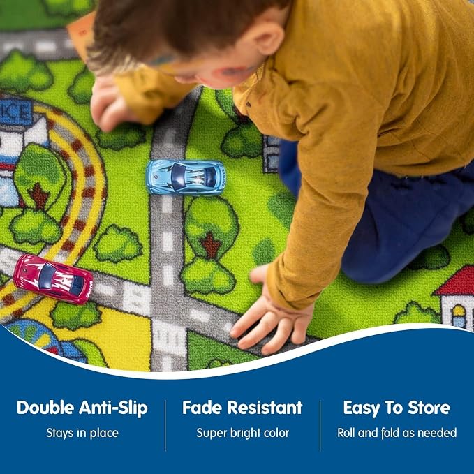 Booooom Jackson Kids Car Mat Train Rug Play Mat, 59 x 39 inches - Image 3