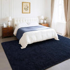 BENRON Navy Blue Fluffy Rugs for Living Room Bedroom 4x6, Soft Plush Fuzzy - Image 2