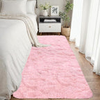 2x6 Bedside Area Rugs for Bedroom: Soft Fluffy Shag Pink Rug for Hallway by CarpetAddColortoYourLife