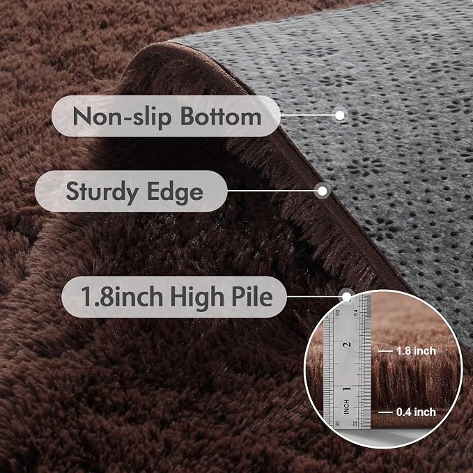 4x6 Ft Brown Shag Rugs for Bedroom Living Room, Ultra Soft Fluffy Furry Area - Image 5