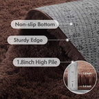 4x6 Ft Brown Shag Rugs for Bedroom Living Room, Ultra Soft Fluffy Furry Area - Image 5