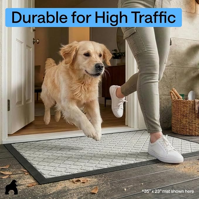 GORILLA GRIP 100% Waterproof All-Season WeatherMAX Doormat US Designed Natural - Image 7