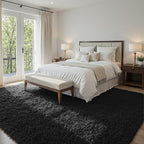 5x7 Area Rugs for Living Room: Ultra Soft Fluffy Shag Black Rug for Bedroom - Image 4