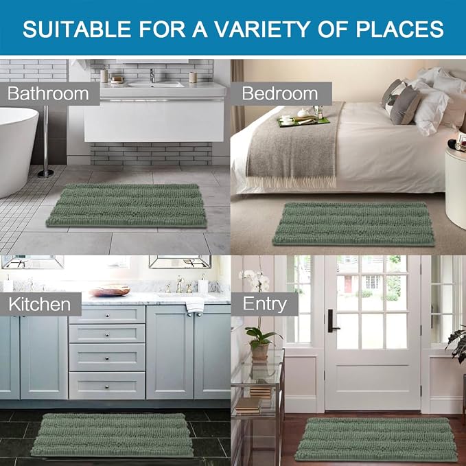 H.VERSAILTEX Bath Rugs for Bathroom Non Slip Bath Mats Extra Thick Chenille - Image 6