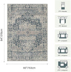 Rugxara 5x7 Area Rugs for Living Room Bedroom, Vintage Retro Boho Rug, Non Slip - Image 2
