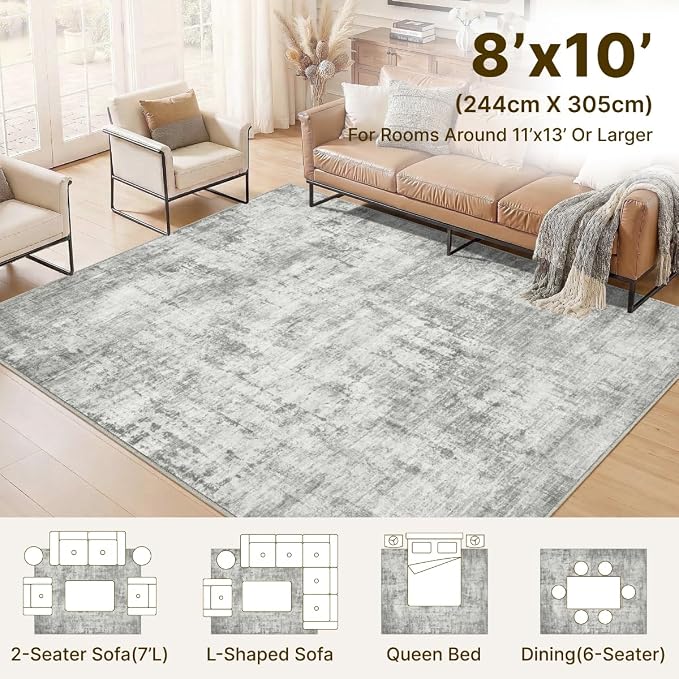 8x10 Area Rugs Washable Living Room Rug-No Slip Soft Carpets Modern Abstract - Image 2