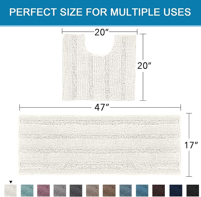 H.VERSAILTEX Bathroom Rugs Bath Rug Set 2 Piece Bathroom Contour Rug Toilet Mat - Image 2