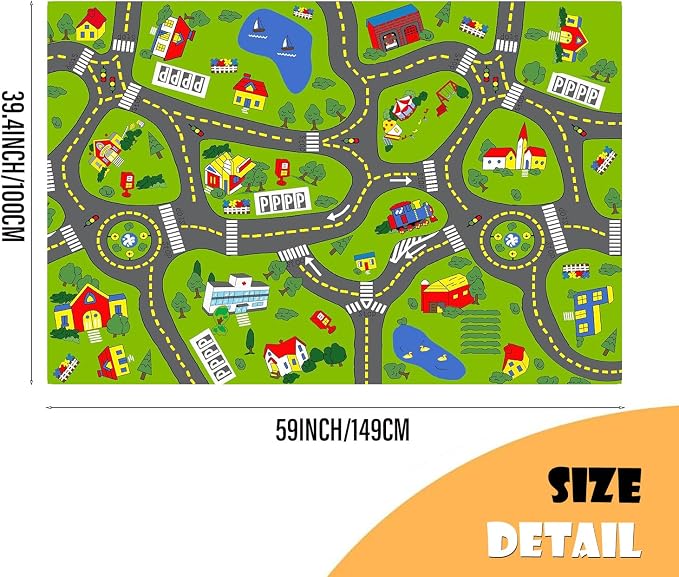 Non-Slip Town City Road Map Playmat - Image 2