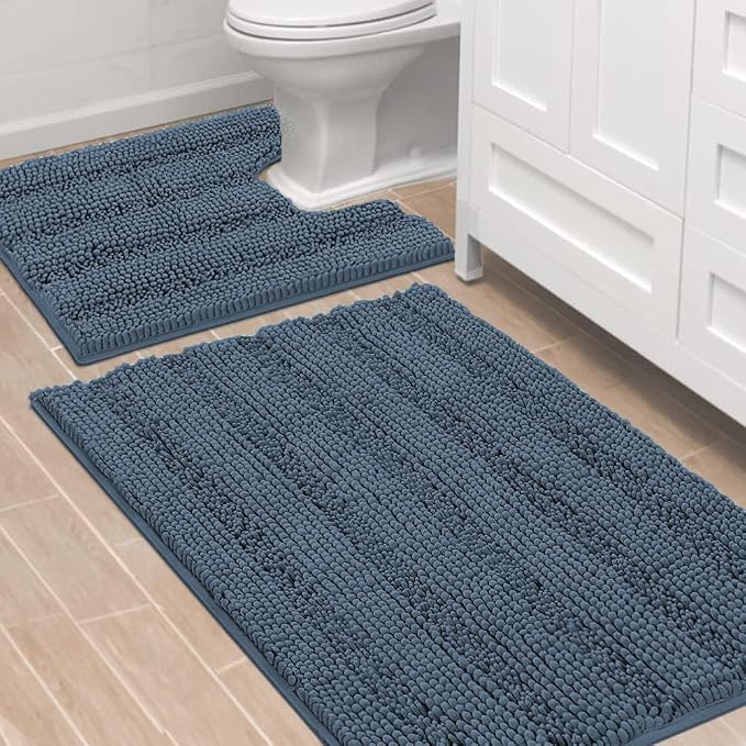 H.VERSAILTEX Bathroom Rug Sets 2 Piece Bath Mats Non Slip Thick Soft Chenille by HVERSAILTEX