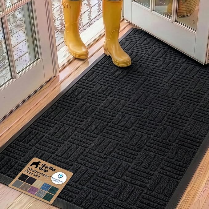 GORILLA GRIP 100% Waterproof All-Season WeatherMAX Doormat, US Designed Natural by GorillaGrip