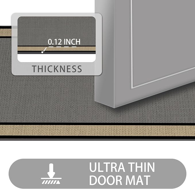 Ultra Thin Door Mat Indoor Entrance, 1/10 in Thin Door Mats - Image 2