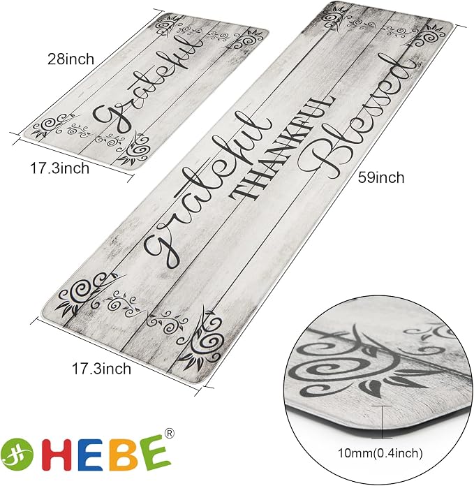 HEBE Anti Fatigue Kitchen Mat Set of 2 Non Slip Cushioned Kitchen Mats - Image 5