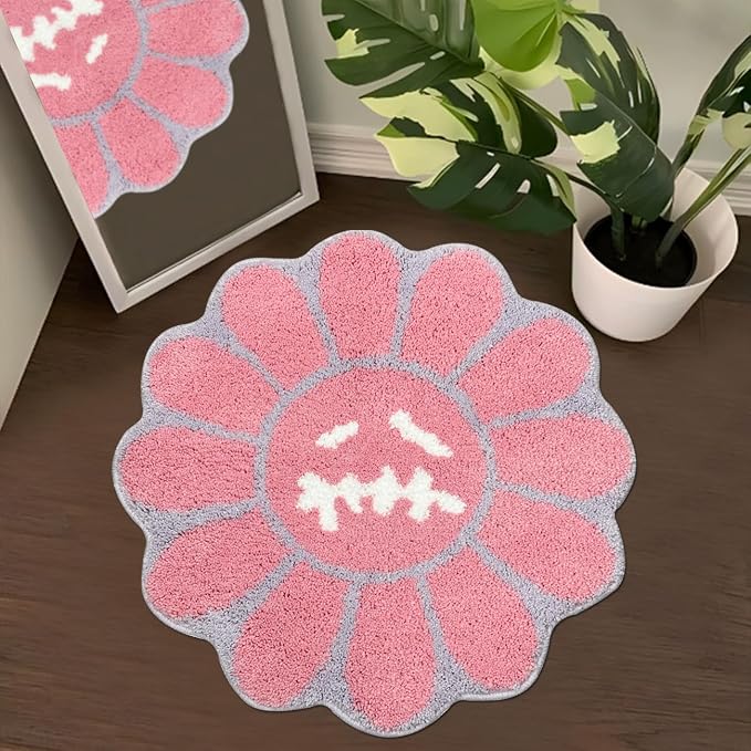 Trippy Happy Face Rug Cool Rugs Tufted Quick Dry Bath Mats by Shovagy