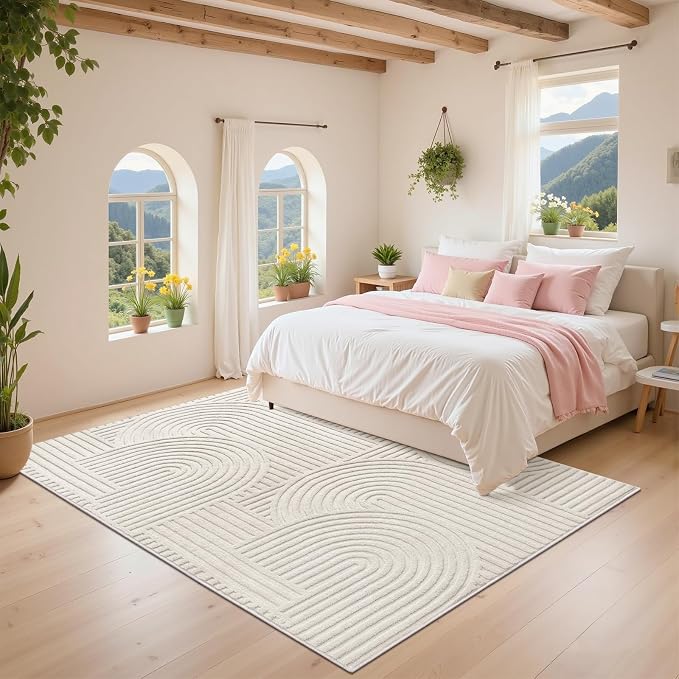 Pauwer 4x6 Washable Area Rugs for Living Room Modern Beige Solid Color Soft - Image 8