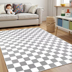 Terrug Grey and White Checkered Rug - Image 3