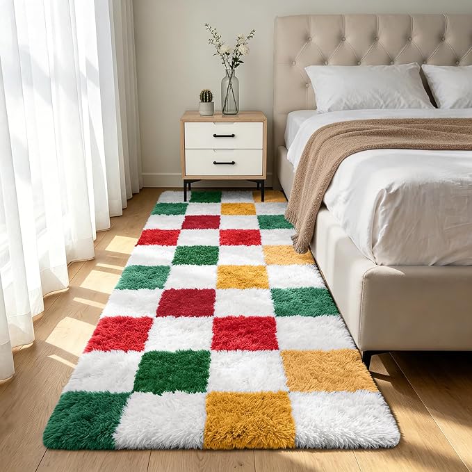 Shag Runner Rug for Bedroom Living Room 3x7 Upgrade Non-Slip Fluffy Soft by Boshengya