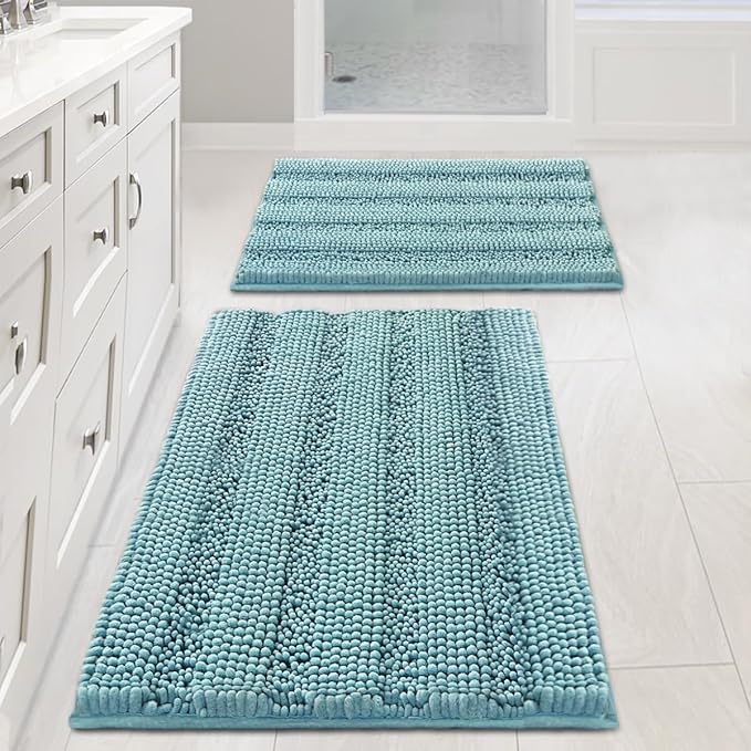 H.VERSAILTEX Extra Thick Chenille Striped Pattern Bath Rugs by HVERSAILTEX