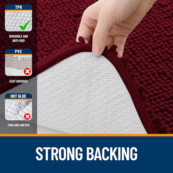 OLANLY Bathroom Rugs 30x18, Extra Soft Absorbent Chenille Bath Rugs, Rubber - Image 6