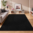 4x6 Black Washable Area Rug for Bedroom, Leaf Geometric Patter Shag Non-Slip by VisittheFlagover
