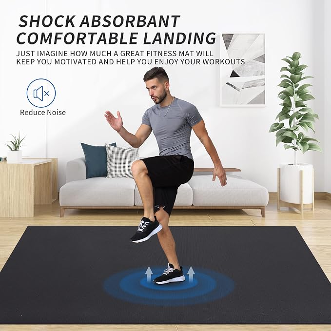 MRO Extra Large Exercise Mat For Home Gym, Extra Thick Durable Cardio Mat - Image 4