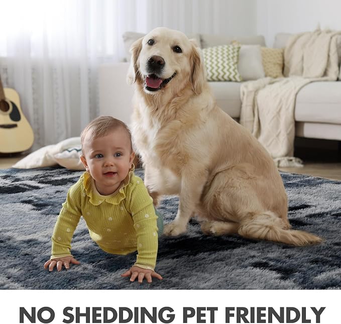 7x10 Ft Extra Large Shag Rugs for Living Room, Tie Dyed Ultra Soft Fluffy Furry - Image 5