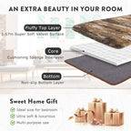 Fluffy Rugs for Bedroom Living Room, 4x6 Feet Abstract Brown Shag Area Rugs - Image 6