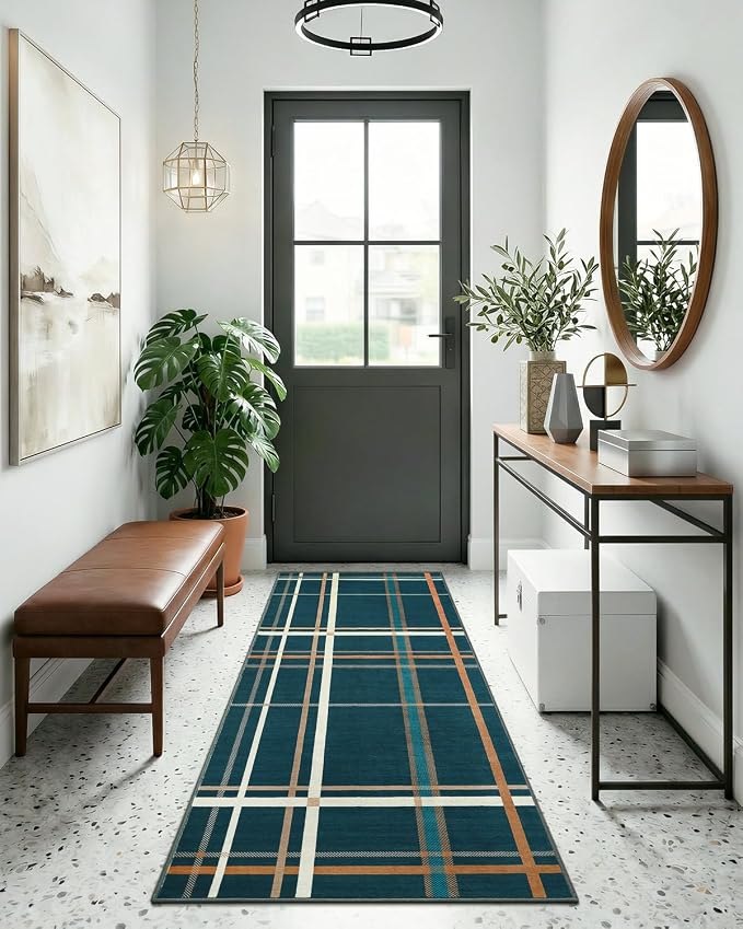 Terrug Plaid Runner Rugs for Kitchen, Soft Low Pile Stain Resistance Carpet for - Image 2