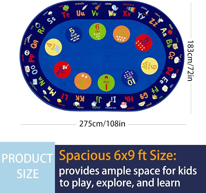 Large Oval Classroom Rug, 6×9Ft ABC Rugs - Image 3